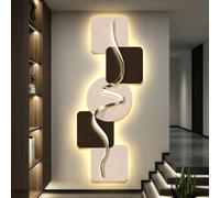 BQZKTVED Tableau Mural LED Cristal 3D, décoration Verticale sculptée sans Cadre Lumineuse avec télécommande, modèle Abstrait Minimaliste pour entrée, Couloir et escalier
