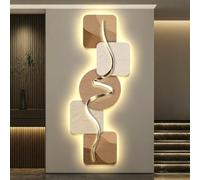 BQZKTVED Tableau Mural LED Cristal 3D, décoration Verticale sculptée sans Cadre Lumineuse avec télécommande, modèle Abstrait Minimaliste pour entrée, Couloir et escalier