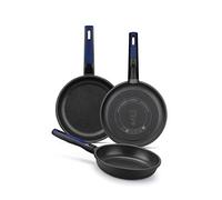 BRA Advanced | Lot de 3 poêles à frire en fonte d'aluminium avec revêtement antiadhésif, 20|24|28 cm, sans , renforcées, excellentes performances et résistance aux rayures, adaptées à l'induction