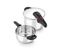 BRA Allure | Ensemble Duo d'Autocuiseurs Rapides de 4+6 Litres, Acier Inoxydable 18/10, Avec 2 Programmes de Cuisson et Système de Verrouillage d'Ouverture, Adaptés à Tous Types de Cuisinières