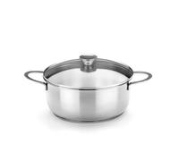 BRA Ancora | Faitout, Acier Inoxydable 18/10 | 22 cm, Couvercle en Verre, Compatible Tous Feux Dont Induction