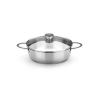 BRA Ancora | Faitout Bas, Acier Inoxydable 18/10 | 26 cm, Couvercle en Verre, Compatible Tous Feux Dont Induction
