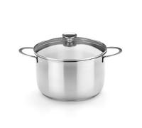 BRA Ancora - Marmite, 24 cm, Acier Inoxydable 18/10, avec Couvercle en Verre, Compatible Tous Feux Dont Induction