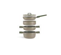BRA Compac Pro Ceramic | Batterie de cuisine empilable 5 pièces | Tous Feux Dont Induction, Revêtement Antiadhésif Céramique