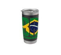 BRA Drapeau Brésil Patrimoine familial brésilien Gobelet isotherme en acier inoxydable double paroi