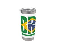 BRA Drapeau Brésil Patrimoine familial brésilien Gobelet isotherme en acier inoxydable double paroi