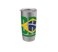 BRA Drapeau Brésil Patrimoine familial brésilien Gobelet isotherme en acier inoxydable double paroi