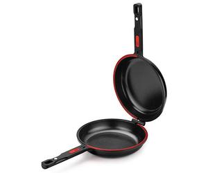 BRA Dupla Premiere | Poêle double pour omelettes et pommes de terre, 26 cm de diamètre, fonte d'aluminium, triple revêtement antiadhésif, 100 % sans , compatible avec tous les types de cuisinières