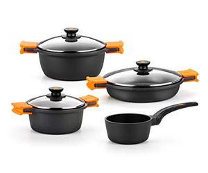 BRA Efficient | Batterie de cuisine 7 pièces en fonte d’aluminium avec revêtement antiadhésif, tous feux dont induction