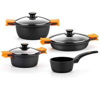 BRA Efficient | Batterie de cuisine 7 pièces en fonte d'aluminium avec revêtement antiadhésif, adaptée à tous les types de cuisinières, y compris à l'induction.