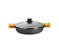 Bra Efficient - Casserole Basse Avec Couvercle En Verre Et Poignées Amovibles En Silicone, 30 Cm, Adaptée À Tous Types De Feux Y Compris Induction Et Four.