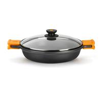 BRA Efficient | Faitout Bas 36 cm, Fonte D'Aluminium | Antiadhésif Platinum Plus sans PFOA, Couvercle en Verre et Anses en Silicone Démontables, Tous Feux Dont Induction