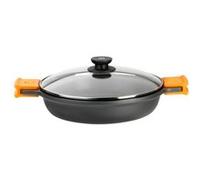 BRA EFFICIENT - Faitout bas avec couvercle en verre et anses en silicone, 36 cm Noir G
