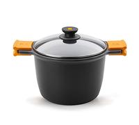 BRA Efficient | Faitout Haut 28 cm, Anses en Silicone Démontables | Fonte D'Aluminium, Antiadhésif Platinum Plus sans PFOA, Tous Feux Dont Induction, Noir