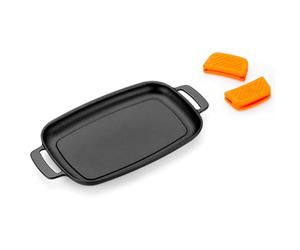 BRA Efficient Iron | Plancha sans Rainures 35 cm, Fonte Émaillé | Noir, Compatible avec Toutes Sources de Chaleur (Induction Incluse), Passe au lave-vaisselle