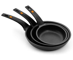 BRA Efficient | Lot de 3 poêles à frire, 20–24–28 cm, fonte d'aluminium avec revêtement antiadhésif