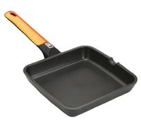 BRA Efficient Orange | Poêle Carrée, 22 cm, Fonte d’Aluminium avec Revêtement Antiadhésif Platinum Plus sans PFOA, Compatible Tous Feux Dont Induction