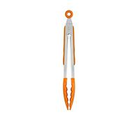 BRA Efficient | Pince de cuisine de 28,5 cm, en acier inoxydable, nylon et silicone, combinaison de style moderne et de fonctionnalité, pour cuisiner ou servir des salades, couleur orange