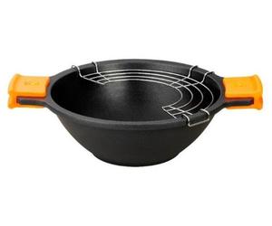 BRA Efficient, ronde, poêle wok / poêle à frire, noire, orange, PTFE, 300 °C, aluminium