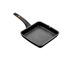 BRA Efficient | Rôtissoire Grill à Rayures 28 cm, Fonte d'Aluminium | Antiadhésif, Adaptée à Tous Types de Feux dont Induction, Sans PFOA, Noir, Tous Feux Dont Induction