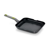 BRA Life | Grill rainuré 28 cm en aluminium 100% recyclé, revêtement antiadhésif céramique renforcé sans PFOA, sans PTFE, compatible avec tous types de cuisinières et induction