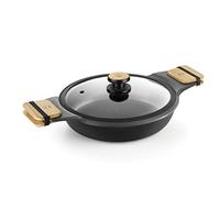 BRA Market | Casserole basse 28 cm, en fonte d'aluminium, antiadhésif ultra renforcé sans PFOA, adapté à tous types de feux et induction, noir