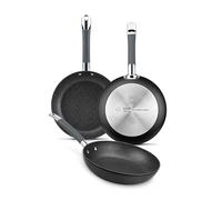 BRA Master Poêle 28 cm en aluminium forgé avec poignée en acier inoxydable revêtu de silicone, résistante à la déformation, compatible avec tous types de feux, dont induction