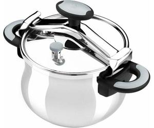 BRA Neu Star Autocuiseur de 6 litres à pont, en acier inoxydable 18/10, avec 2 systèmes de sécurité de pression et de système de verrouillage de l'ouverture, adapté à tous les types de cuisinières de