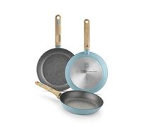 BRA Nordik | Lot de poêles de 20, 24 et 28 cm au design nordique, en aluminium forgé avec revêtement antiadhésif, adaptées à tous les types de cuisinières, y compris à l'induction, couleur turquoise