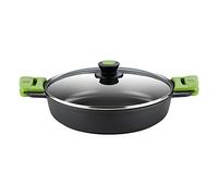 BRA Prior | Faitout Bas 28 cm, Anses en Silicone Démontables | Fonte D'Aluminium, Antiadhésif Innovations sans PFOA, Couvercle en Verre, Tous Feux Dont Induction