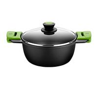 Bra Casserole haute Prior 20 cm en fonte d'aluminium antiadhésif sans PFOA, couvercle verre Argent