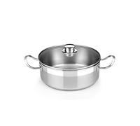 BRA Profesional | Casserole avec couvercle en verre 16 cm, inox 18/10, sans antiadhésif, pleine induction compatible tous feux dont
