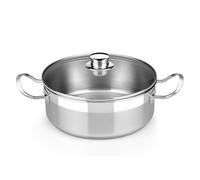 BRA Profesional | Casserole avec couvercle en verre 20 cm, inox 18/10, sans antiadhésif, pleine induction compatible tous feux dont induction