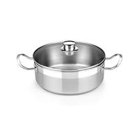 BRA Profesional | Casserole avec couvercle en verre 30 cm, inox 18/10, sans antiadhésif, pleine induction compatible tous feux dont