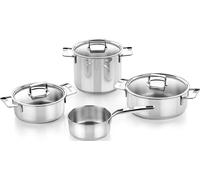 BRA Signature | Batterie de cuisine 7 pièces en inox 18/10, antiadhésive, résistante à l'usure, triple fond pleine induction convient à tous feux dont induction