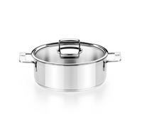 BRA Signature | Casserole avec couvercle 16 cm, inox 18/10, sans antiadhésif, résistante à l'usure, triple fond pleine induction