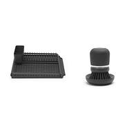Brabantia - 117404 - Égouttoir à Vaisselle, Gris foncé - 49.2 x 38.6 x 14.2 cm & Brosse à Vaisselle avec Distributeur de Savon Intégré - Dark Grey