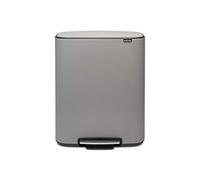Brabantia - 211348 - Poubelle à pédale Bo, avec 1 seau intérieur, 60L - Mineral Concrete Grey