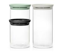 brabantia Set de 3 Bocaux Empilables en Verre - 1 set