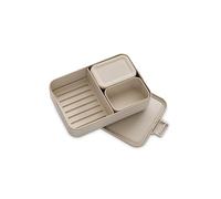 Brabantia Boîte Bento Make & Take (Beige Clair), 2L, Bento box avec compartiments séparateur pour aliments amovibles, Boite repas avec couvercle en plastique et fermeture à clips, 25,5 x 16,7 x 6,2cm