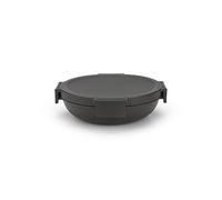 Brabantia - Boîte Ronde Make & Take 1L - Design Compact & Plat - Couvercle à Clips - Étanche - Fermeture Hermétique - Convient pour le Congélateur, le Lave-Vaisselle & le Micro-Ondes - Dark Grey