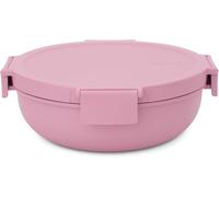 Brabantia Bol à salade Make & Take (Lilac Pink), 1,3L, Lunch box avec plateau amovible pour garnitures et vinaigrette, Boite repas ronde de voyage, Saladier refermable hermétique avec fermeture à clic