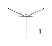 Brabantia Compact 50 M - 4 bras - tube de 35 mm avec embout de fixation au sol, gris métallisé