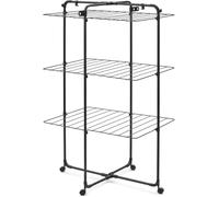 Brabantia Étendoir à Linge Tour HangOn de, 23 mètres (Noir Mat) - Séchoir à Linge Ajustable à Large capacité, Pliable et Compact - Étendoir en Tour avec Roues et Crochets pour ceintres