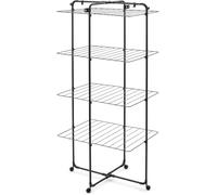 Brabantia Étendoir à Linge Tour HangOn de, 30 mètres (Noir Mat) - Séchoir à Linge Ajustable à Large capacité, Pliable et Compact - Étendoir en Tour avec Roues et Crochets pour ceintres