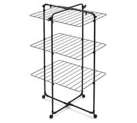 Brabantia HangOn Tower Drying Rack, 23 m (noir mat), séchoir à linge en tour pliable, séchoir sur pied peu encombrant avec roulettes et crochets de suspension