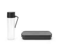 Brabantia - Kit Pause-Déjeuner Make & Take - 2 pcs: Gourde avec Filtre 0.5L & Boîte à Repas Plate - Étanches - Lavables au Lave-Vaisselle - Dark Grey