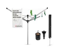 Brabantia Lift-O-Matic Advance, séchoir à linge (pivotant) avec douille au sol, housse de protection et sac pour pinces à linge, tube de 50 mm, 50 mètres, 100222