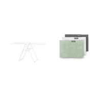 Brabantia Métal Séchoir HangOn, 25m - White & Pads de Nettoyage en Microfibre Sinkside - Éponge - Lavable en Machine