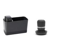 Brabantia Organiseur de Vaisselle en Plastique Gris foncé - Taille Unique & Brosse à Vaisselle avec Distributeur de Savon Intégré - Dark Grey